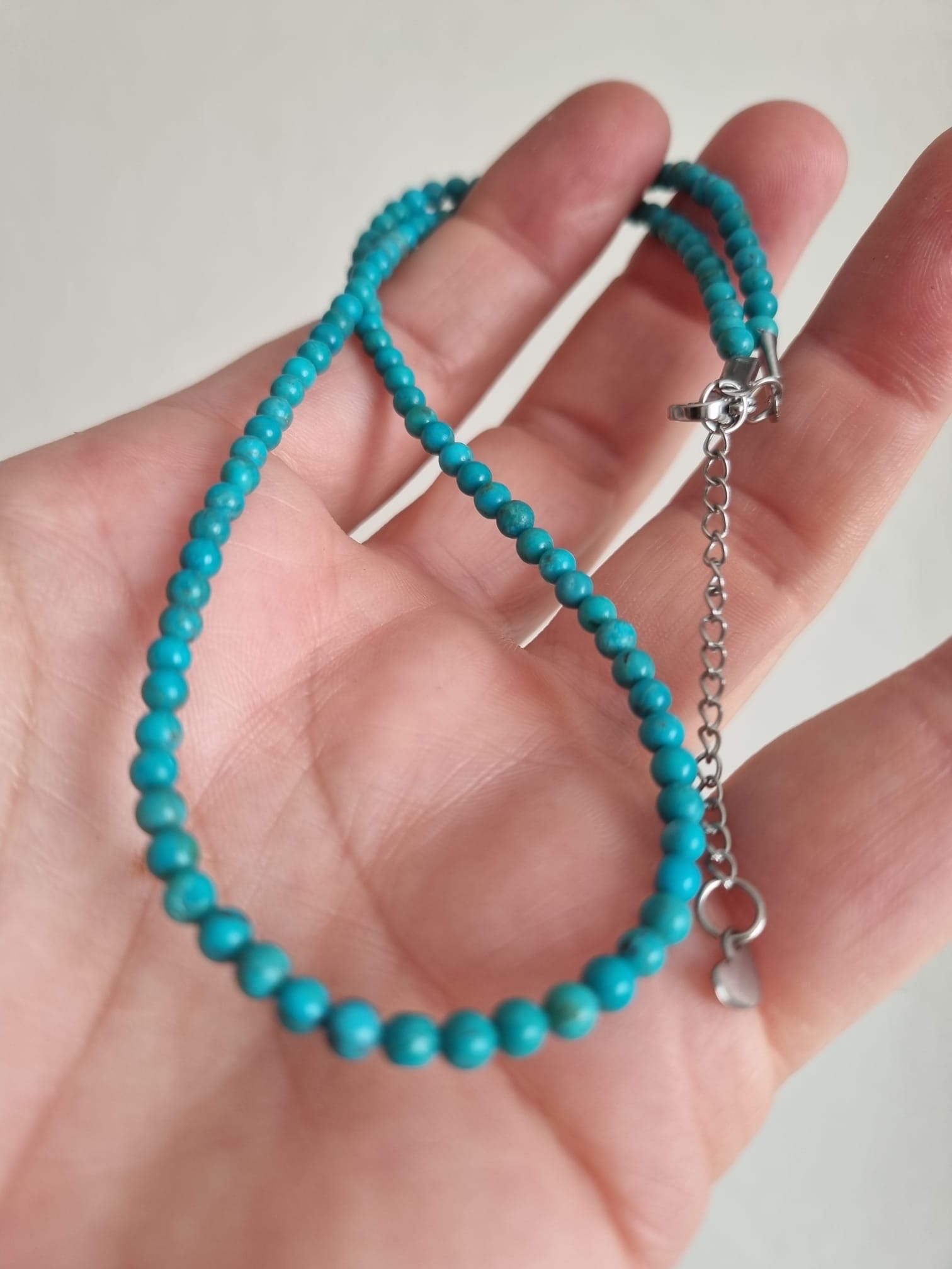Doğal Turkuaz Taşı Kolye – 4 mm | 45 cm