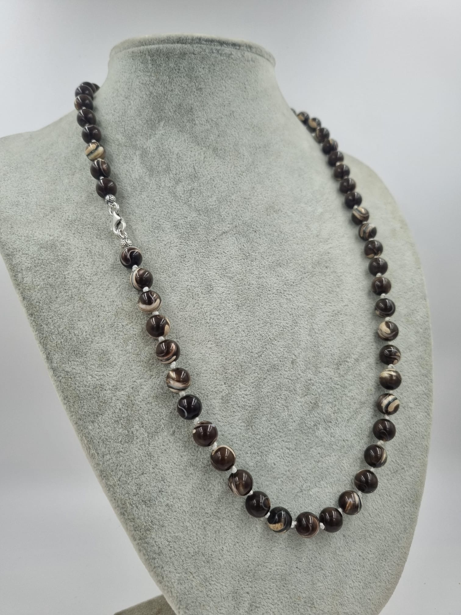 Sedef Dalmaçya 8mm/55cm Gümüş Kolye