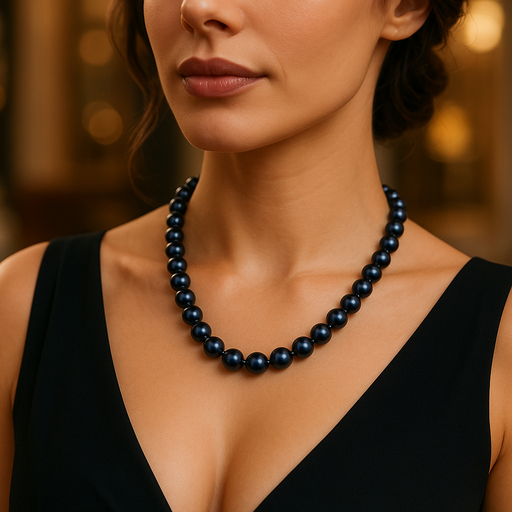 Doğal Siyah İnci 10mm/45cm Kolye