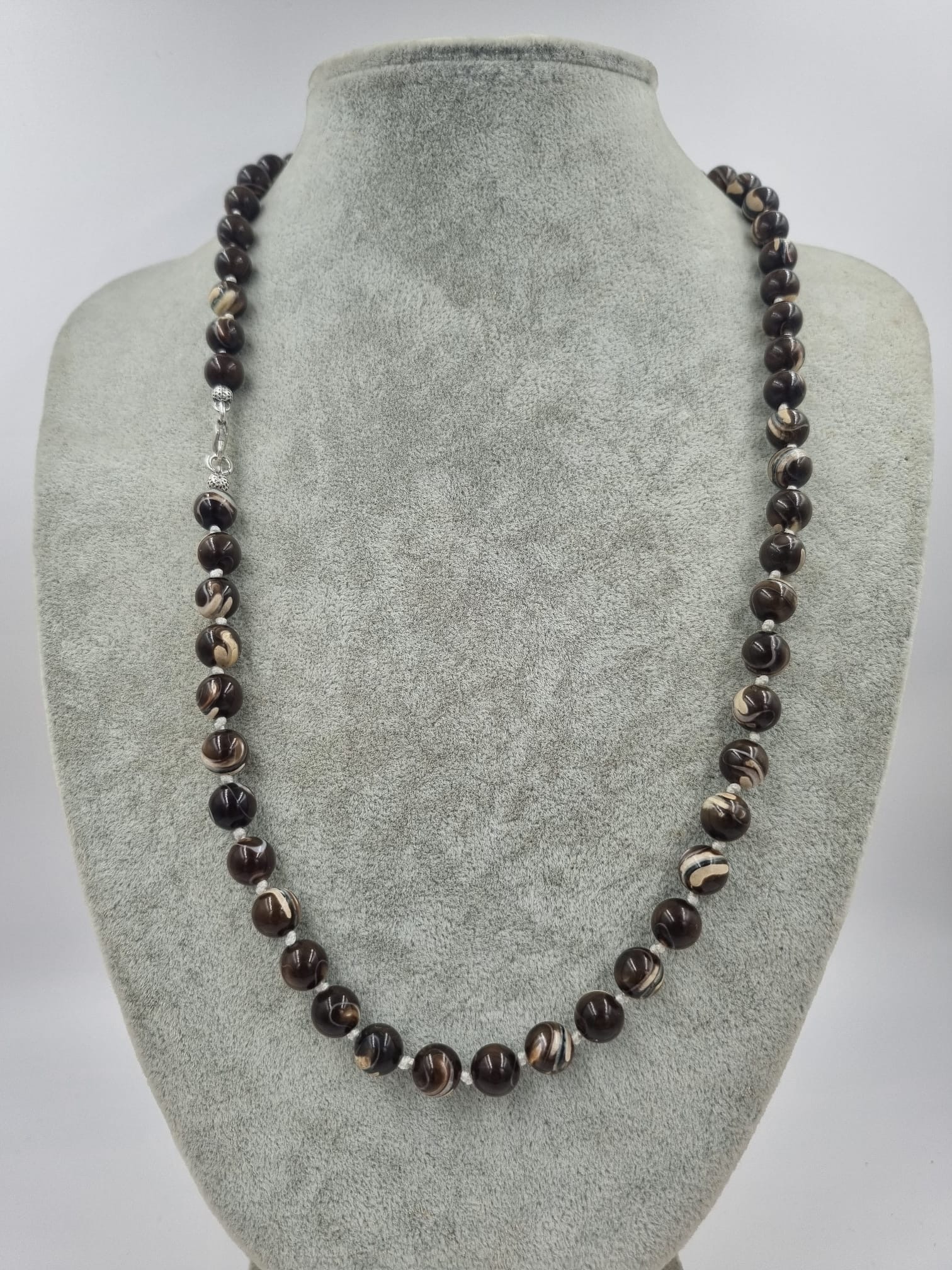 Sedef Dalmaçya 8mm/55cm Gümüş Kolye