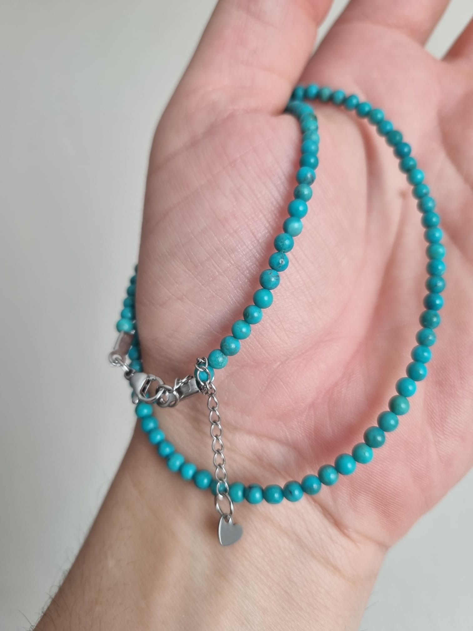Doğal Turkuaz Taşı Kolye – 4 mm | 45 cm