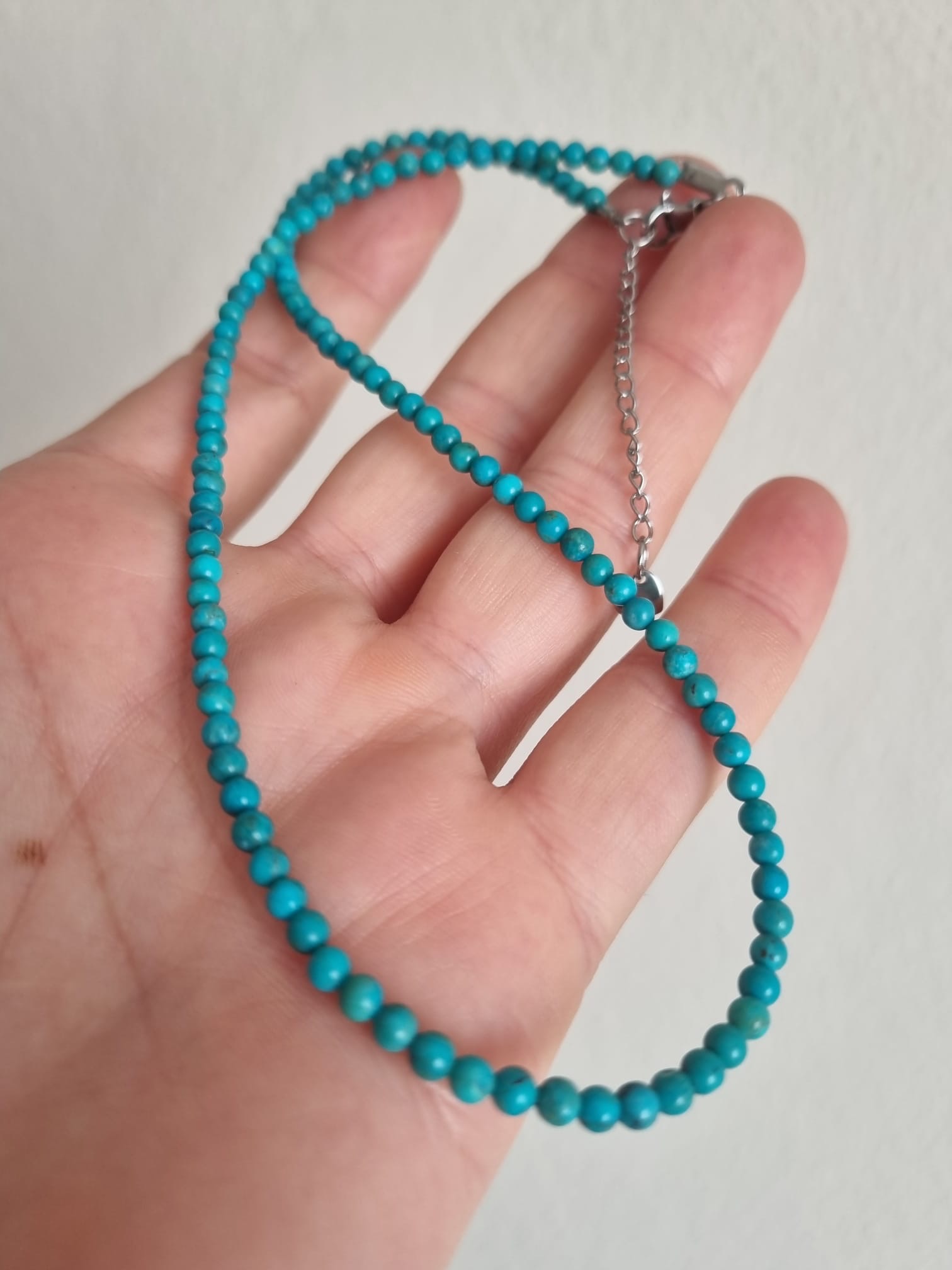 Doğal Turkuaz Taşı Kolye – 4 mm | 45 cm