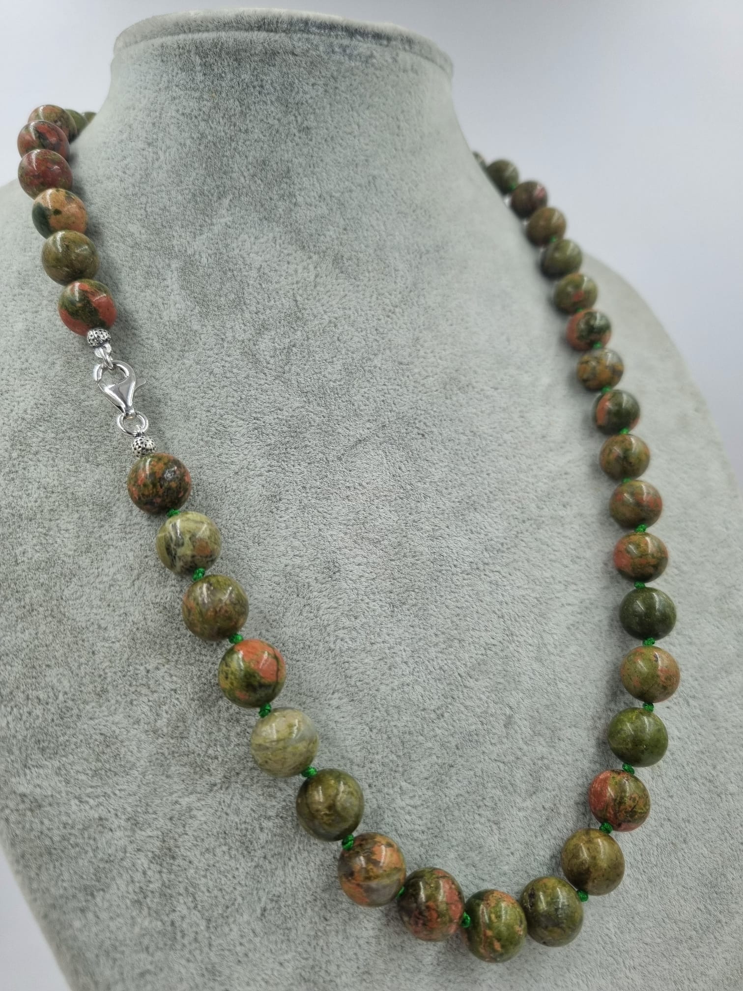 Unakit 10mm/55cm Doğaltaş Kolye Gümüş