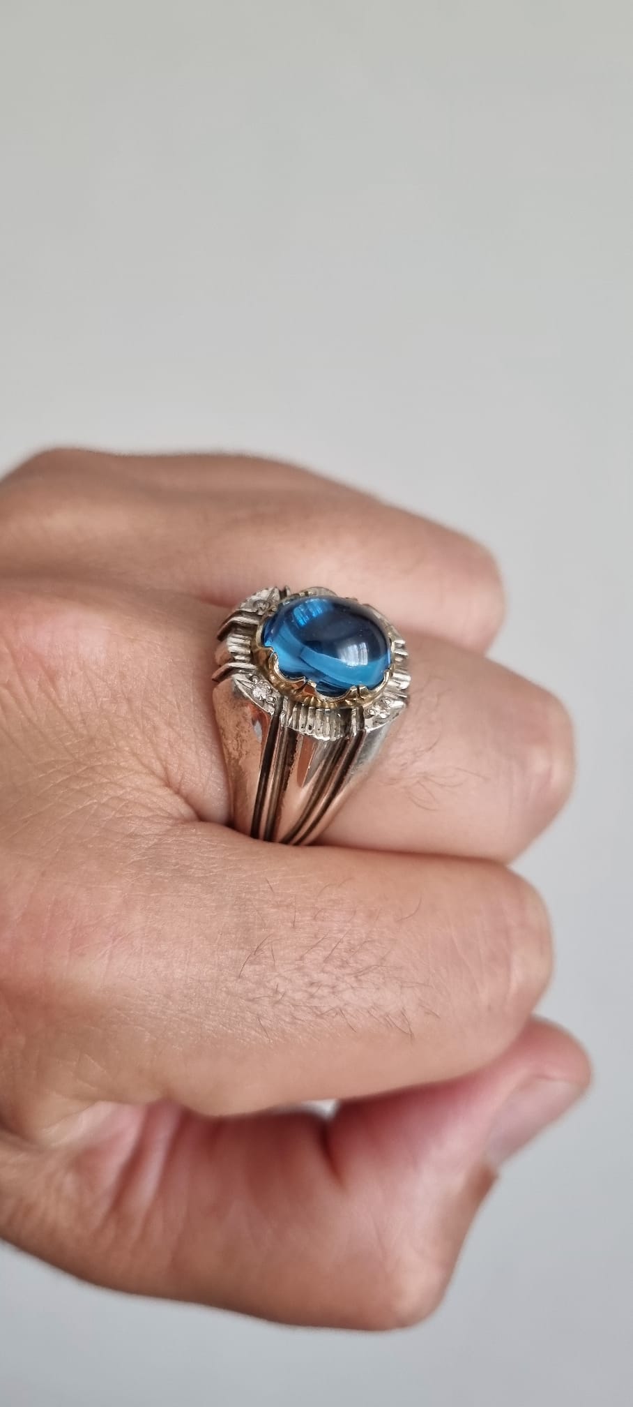 Mavi Topaz Sertifikalı Gümüş Yüzük
