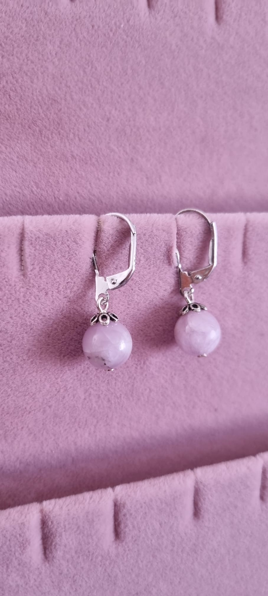 Pembe Kuvars 10mm Gümüş Doğaltaş Küpe