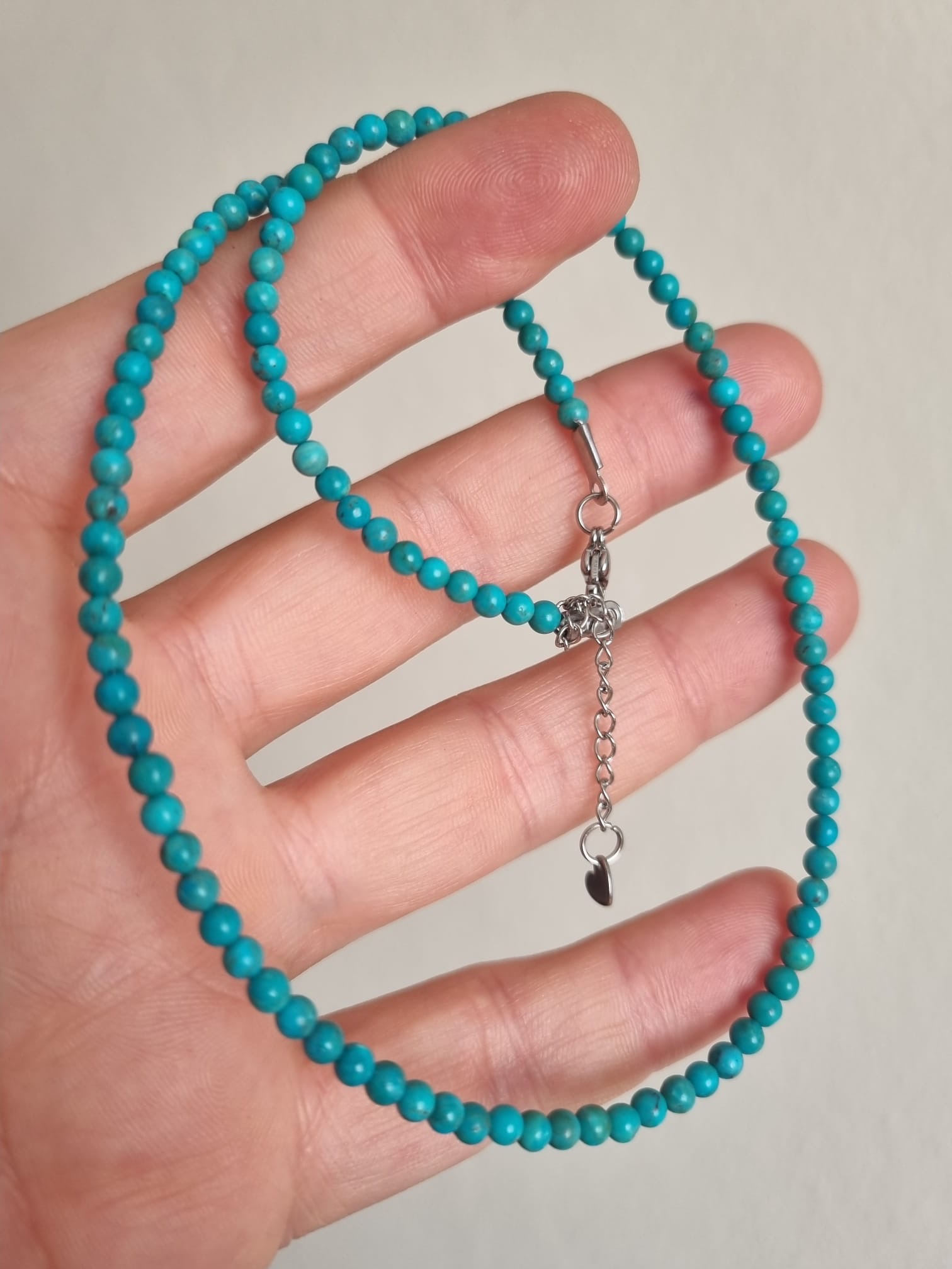 Doğal Turkuaz Taşı Kolye – 4 mm | 45 cm