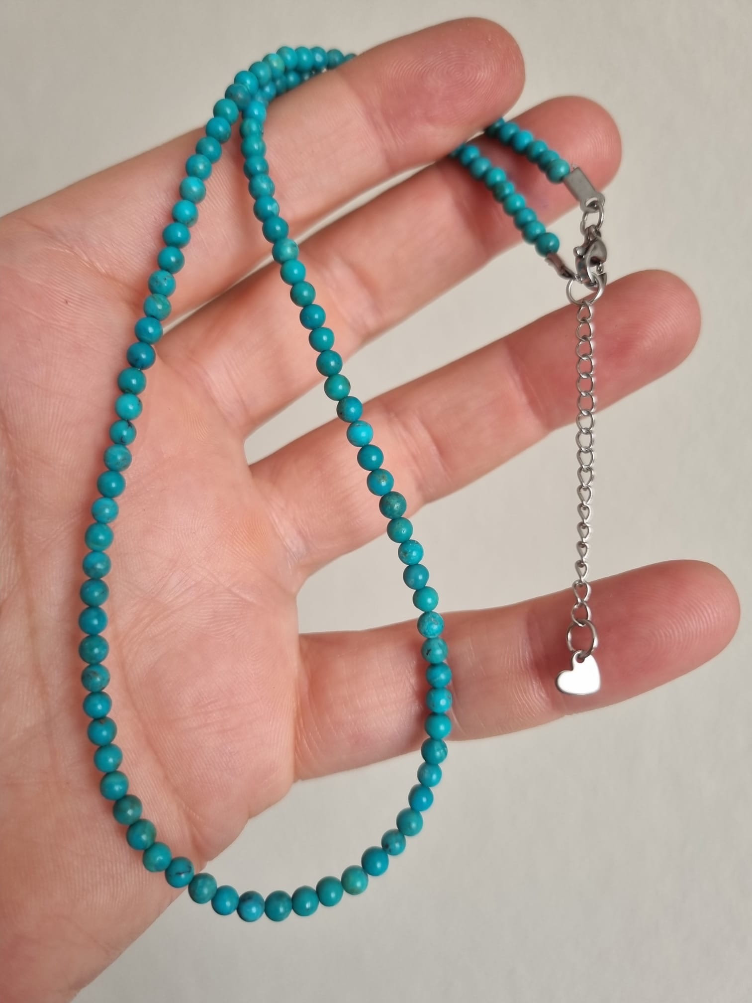 Doğal Turkuaz Taşı Kolye – 4 mm | 45 cm