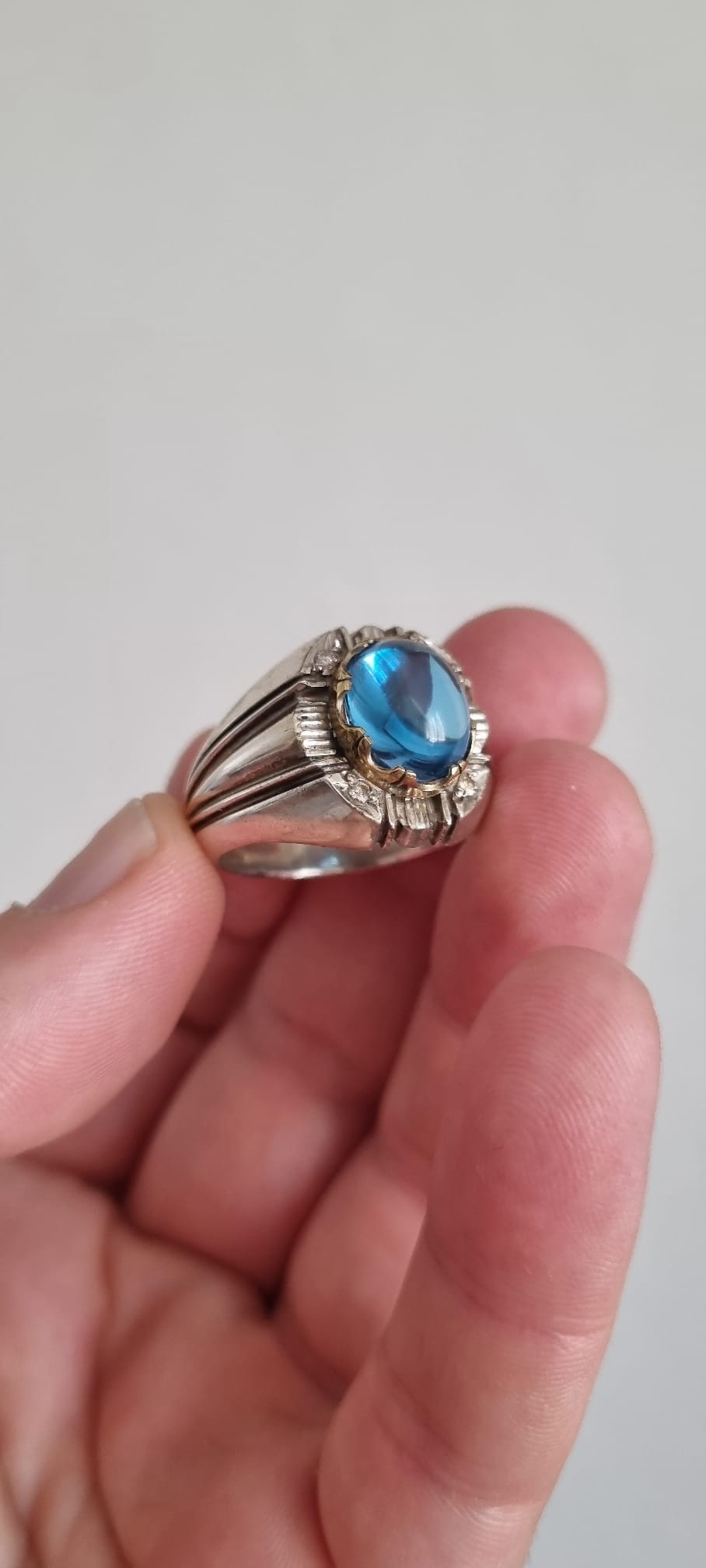 Mavi Topaz Sertifikalı Gümüş Yüzük