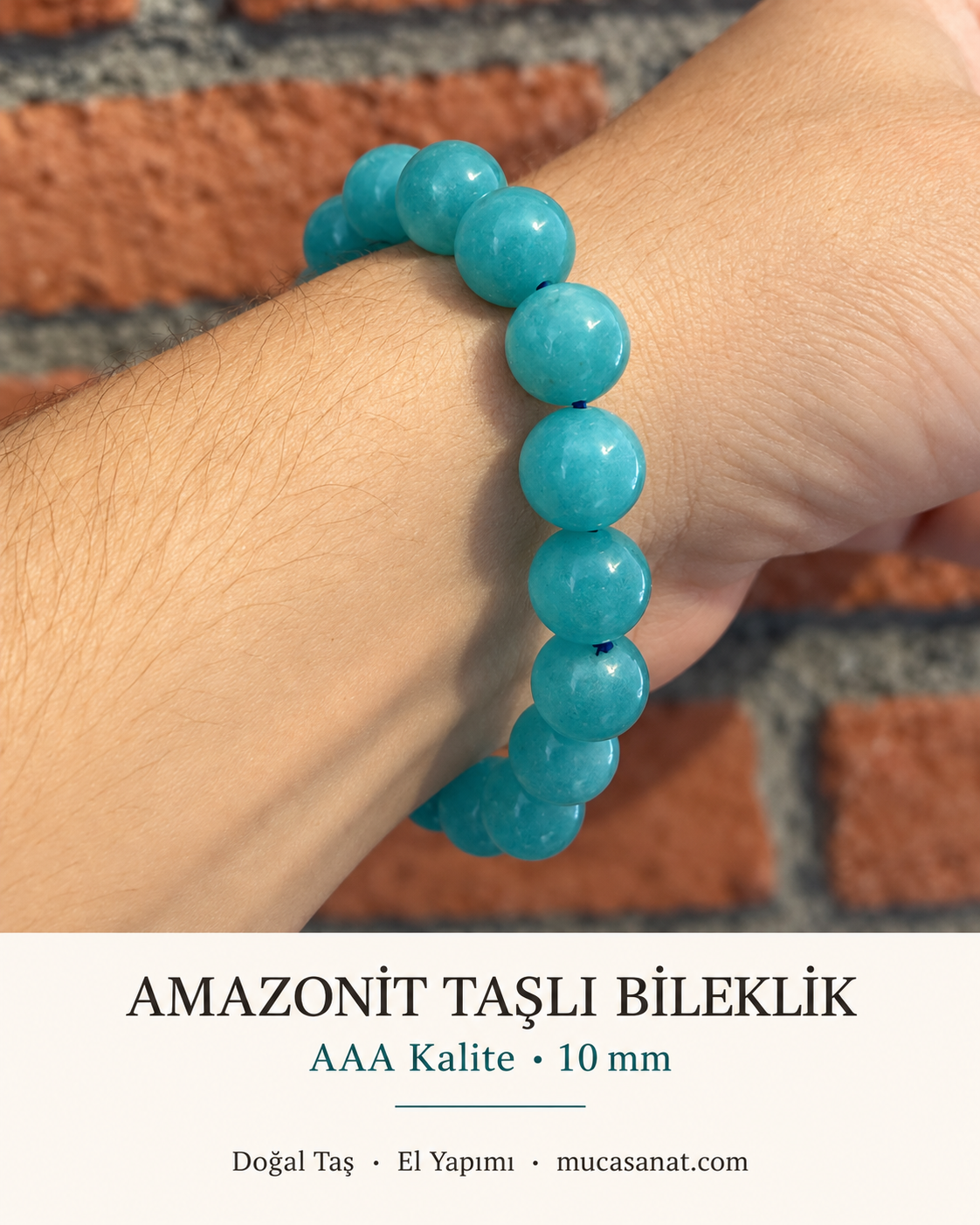 AMAZONİT AAA KALİTE 10 MM DOĞAL TAŞ BİLEKLİK