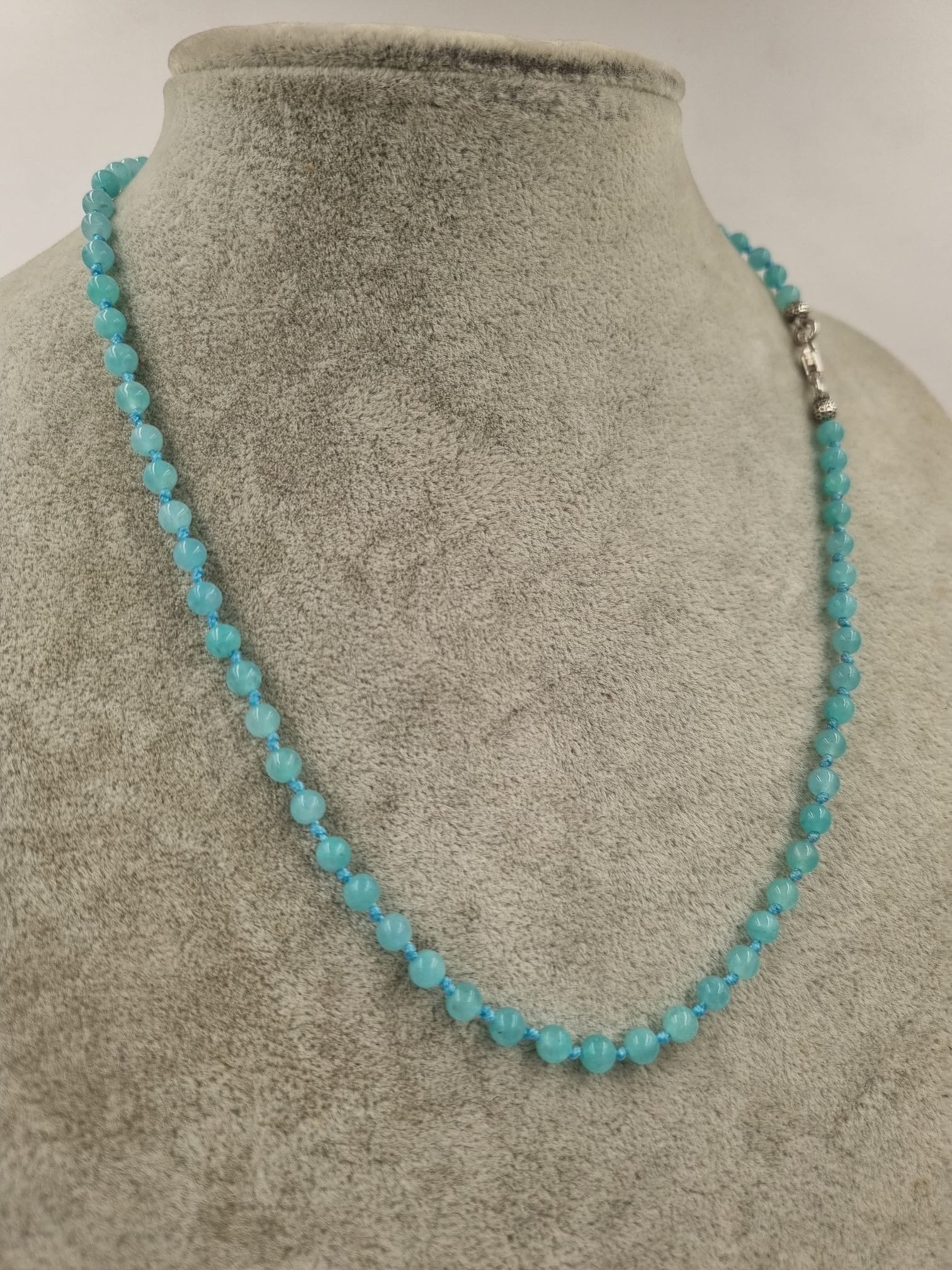 Amazonit 6mm/45cm Gümüş