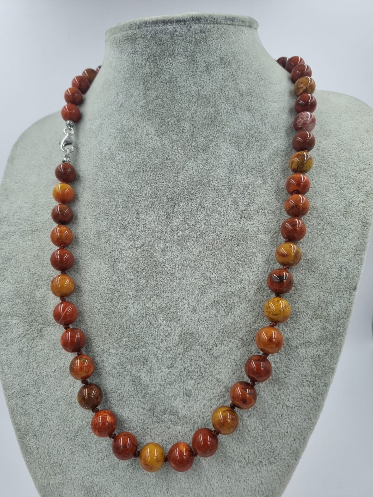 Fire Jasper KöK Çakra 50cm 10mm Gümüş