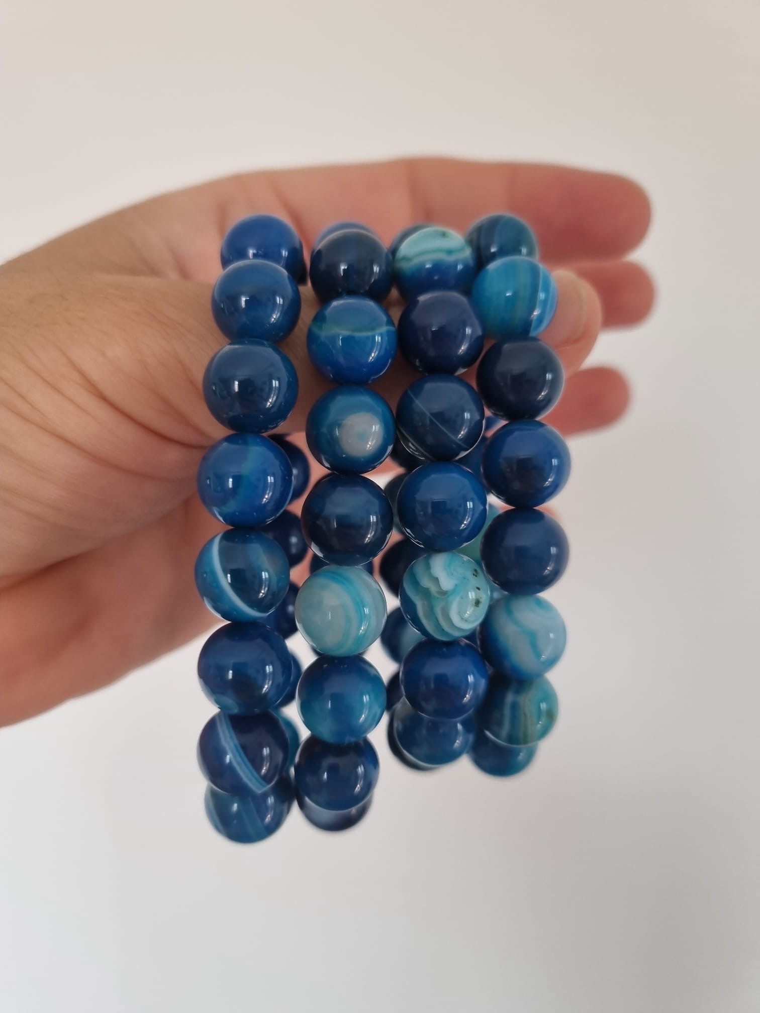 Mavi Akik 12mm Doğaltaş Bileklik