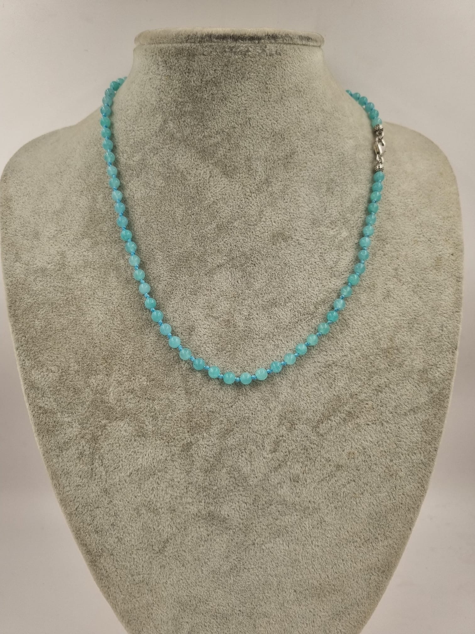 Amazonit 6mm/45cm Gümüş