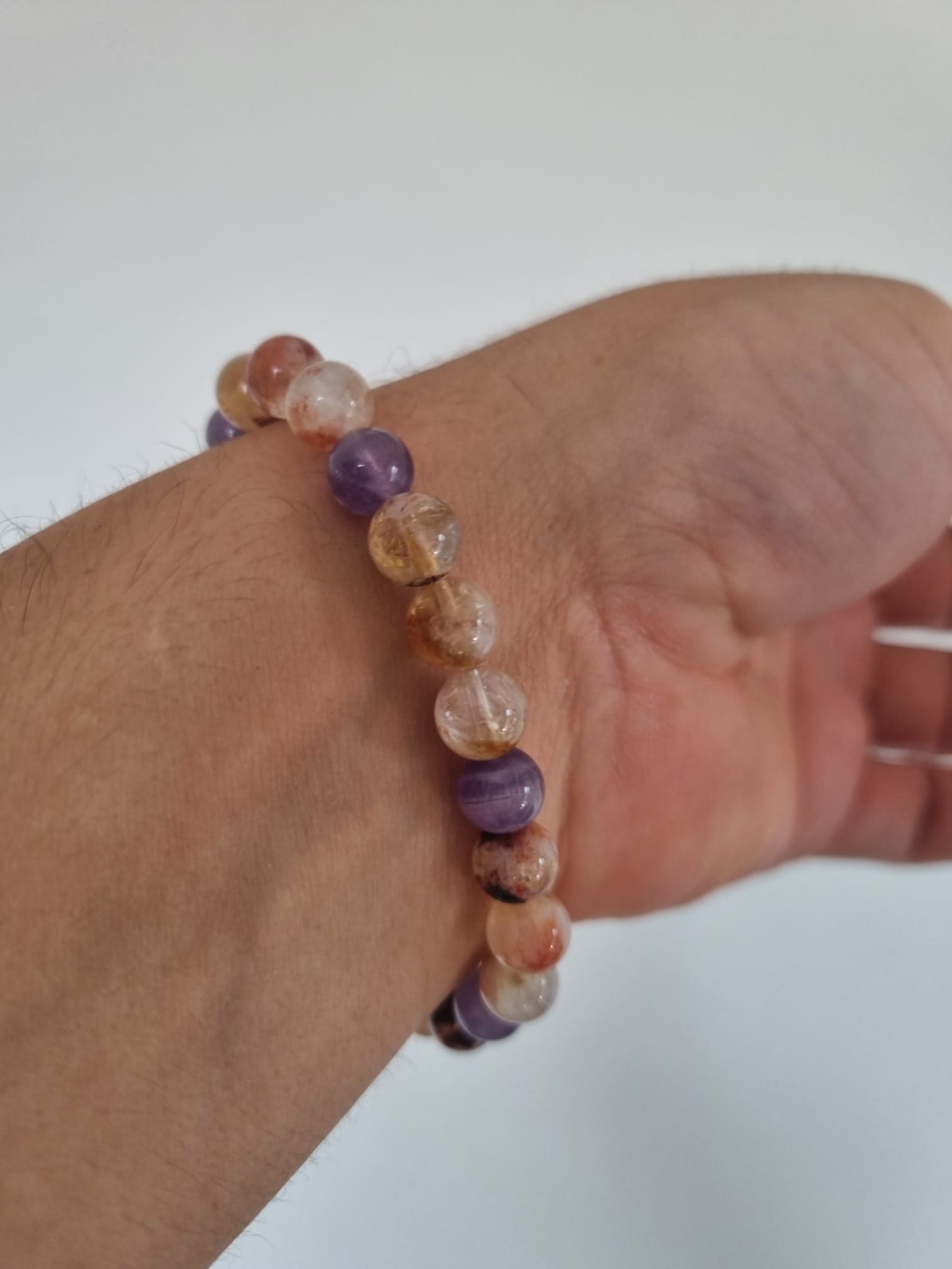 Fosilli Sitrin ve Ametist Doğaltaş Bileklik