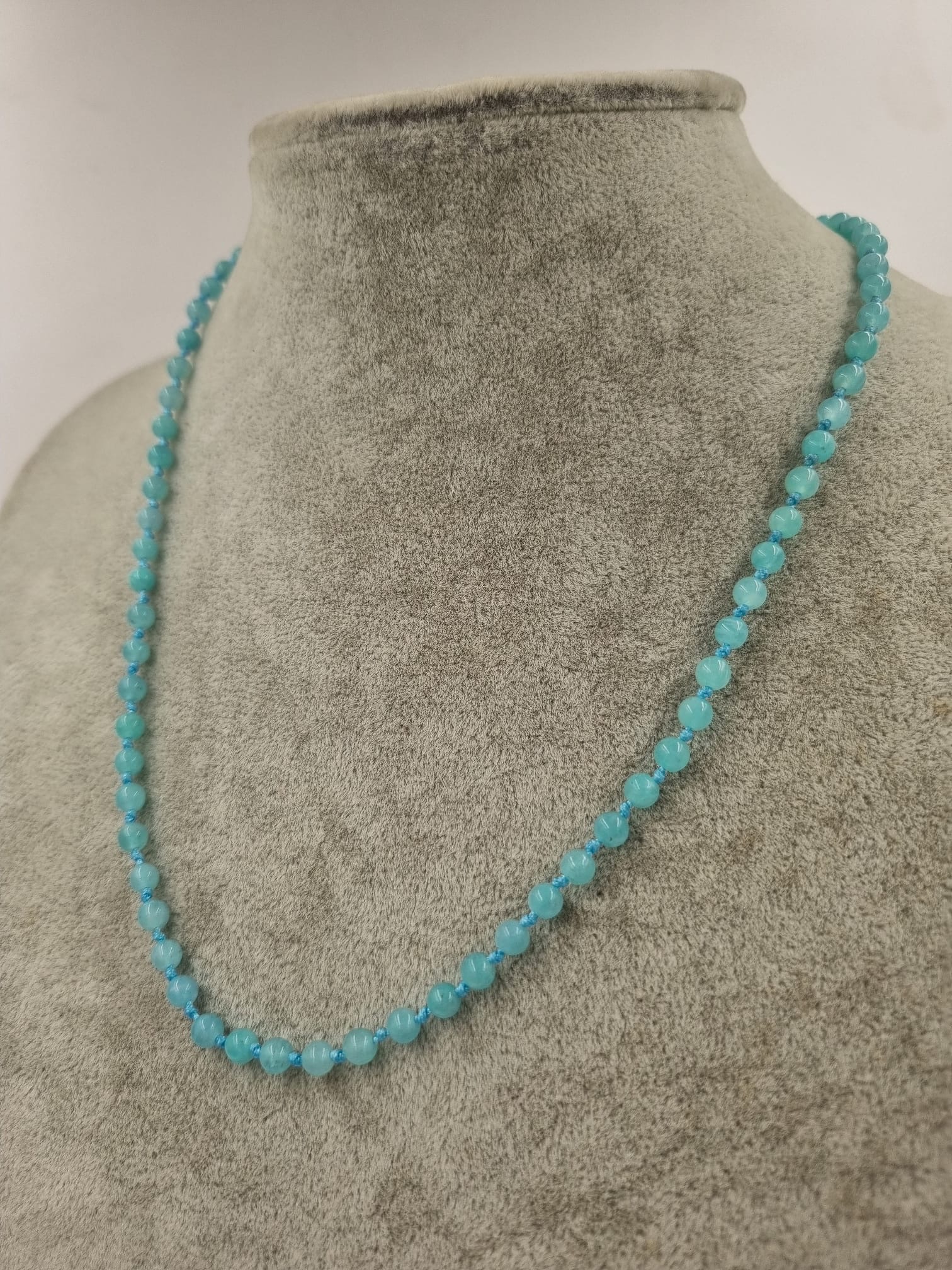 Amazonit 6mm/45cm Gümüş