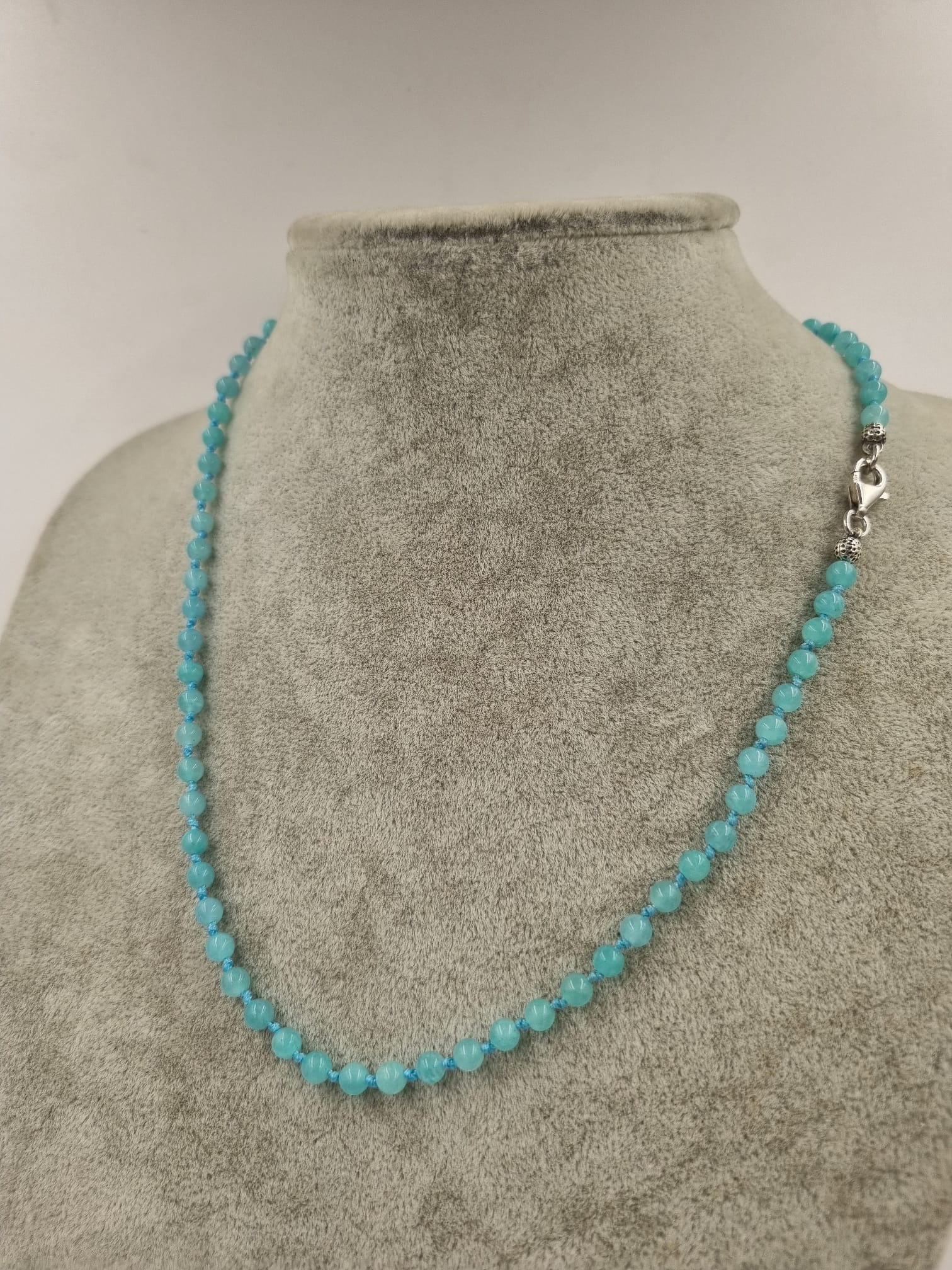 Amazonit 6mm/45cm Gümüş