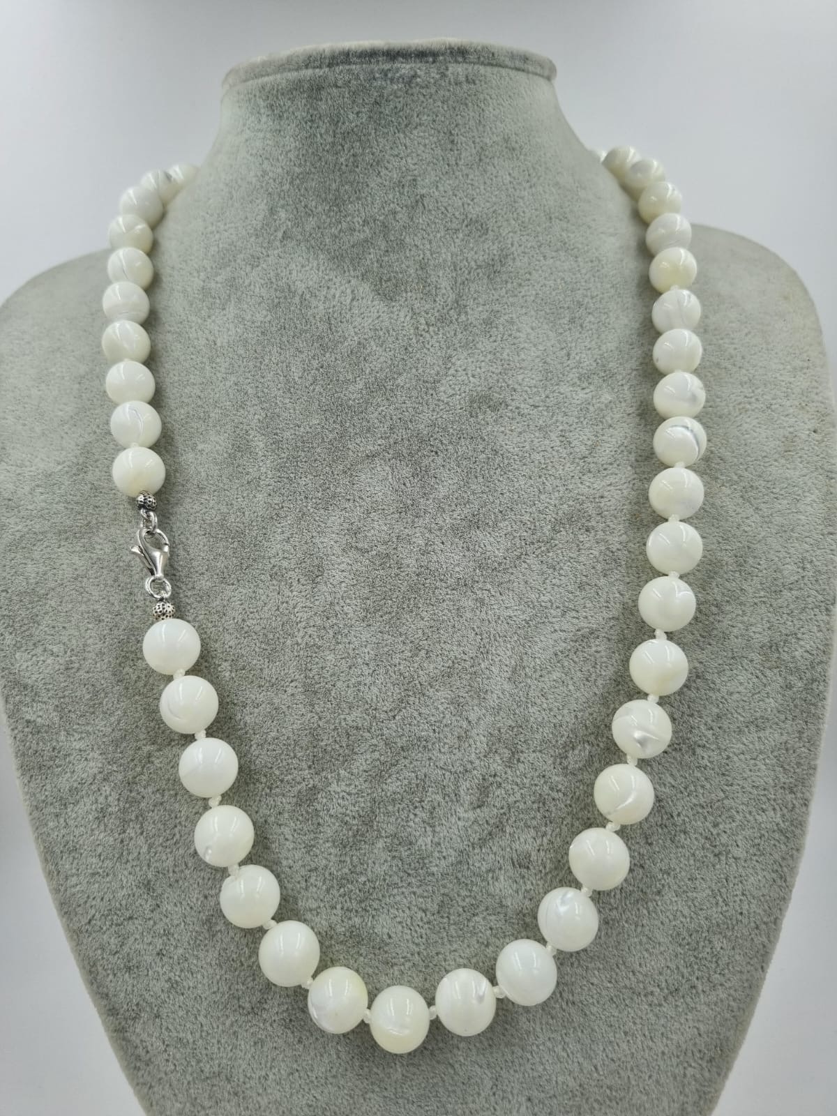 Beyaz Sedef 55cm Gümüş Kolye Arınma