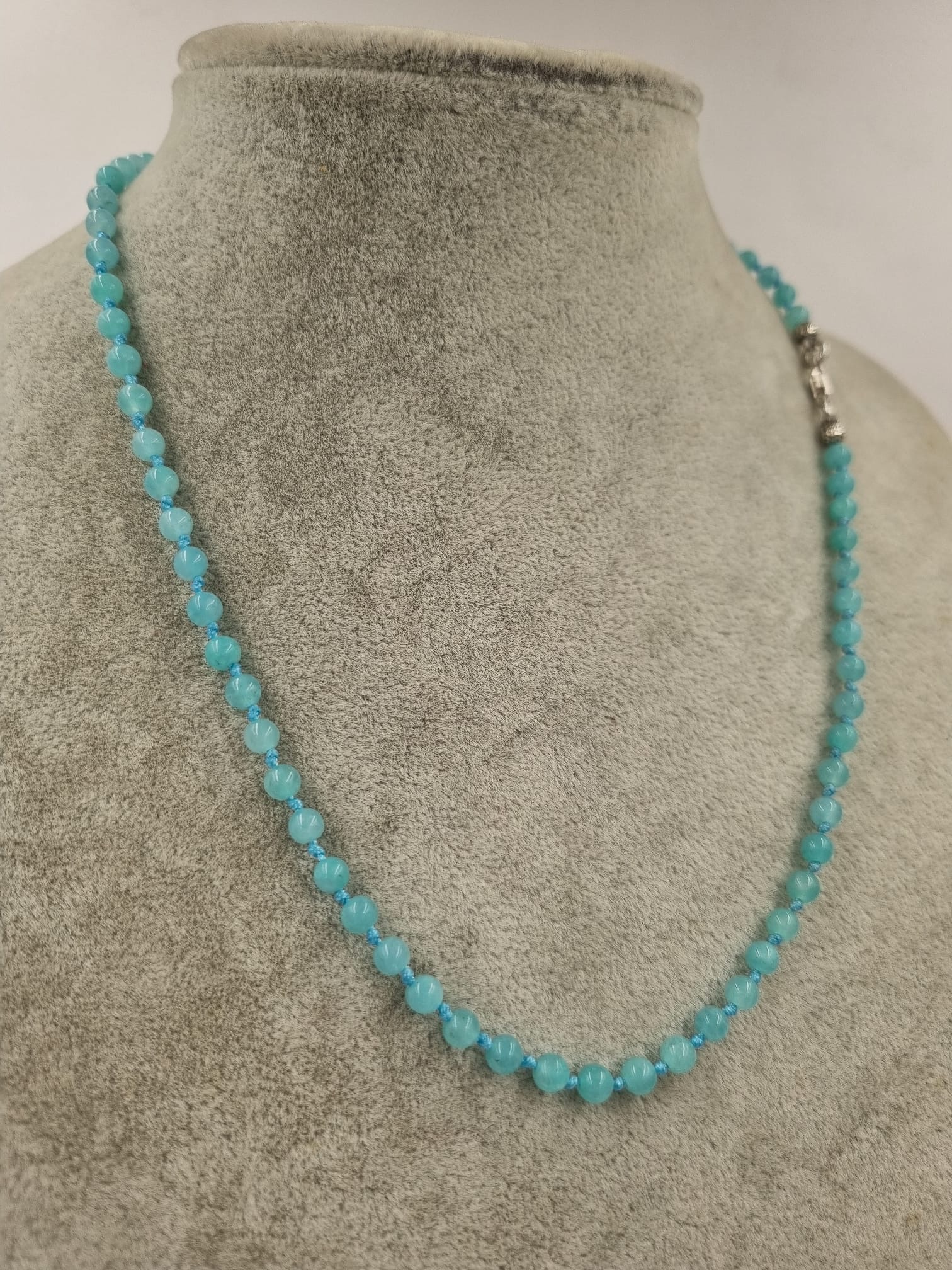 Amazonit 6mm/45cm Gümüş