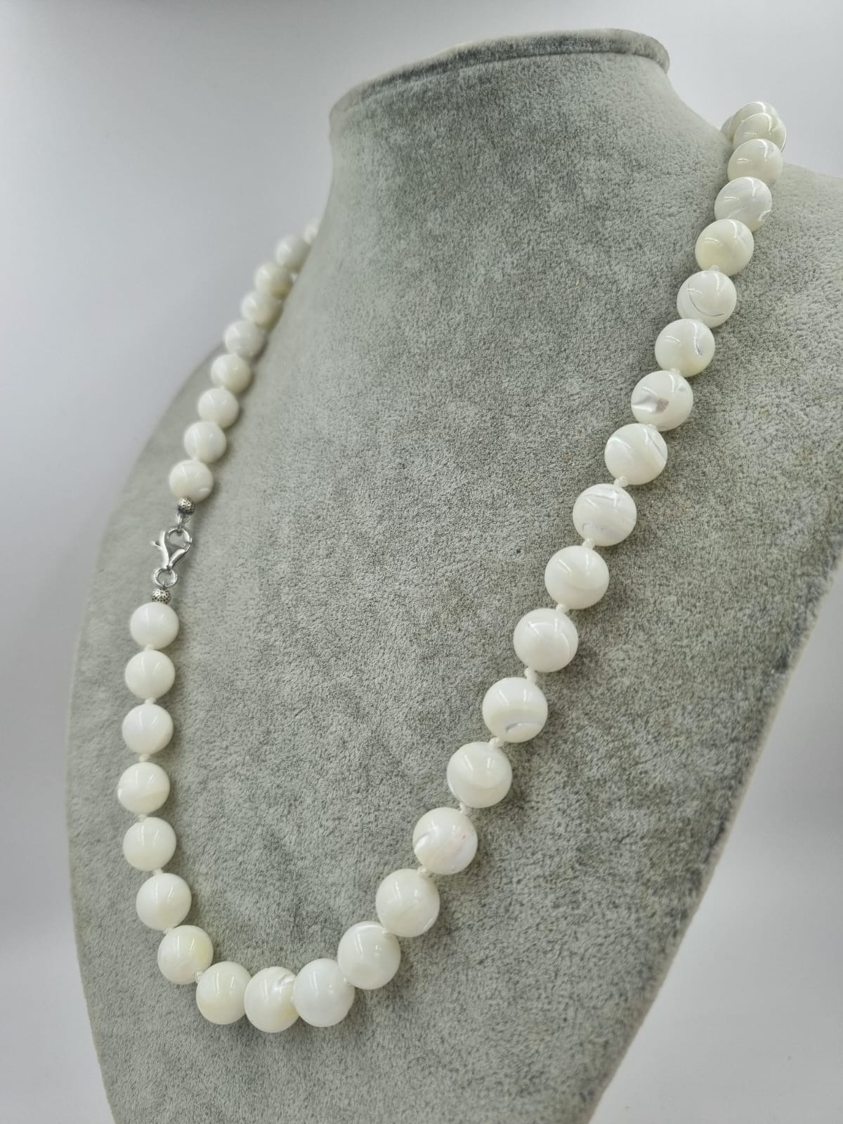 Beyaz Sedef 55cm Gümüş Kolye Arınma