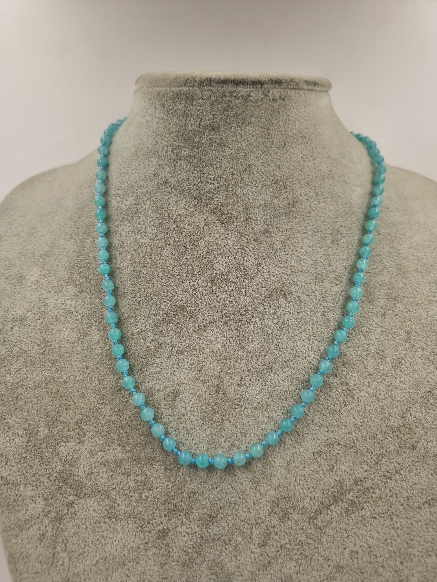 Amazonit 6mm/45cm Gümüş