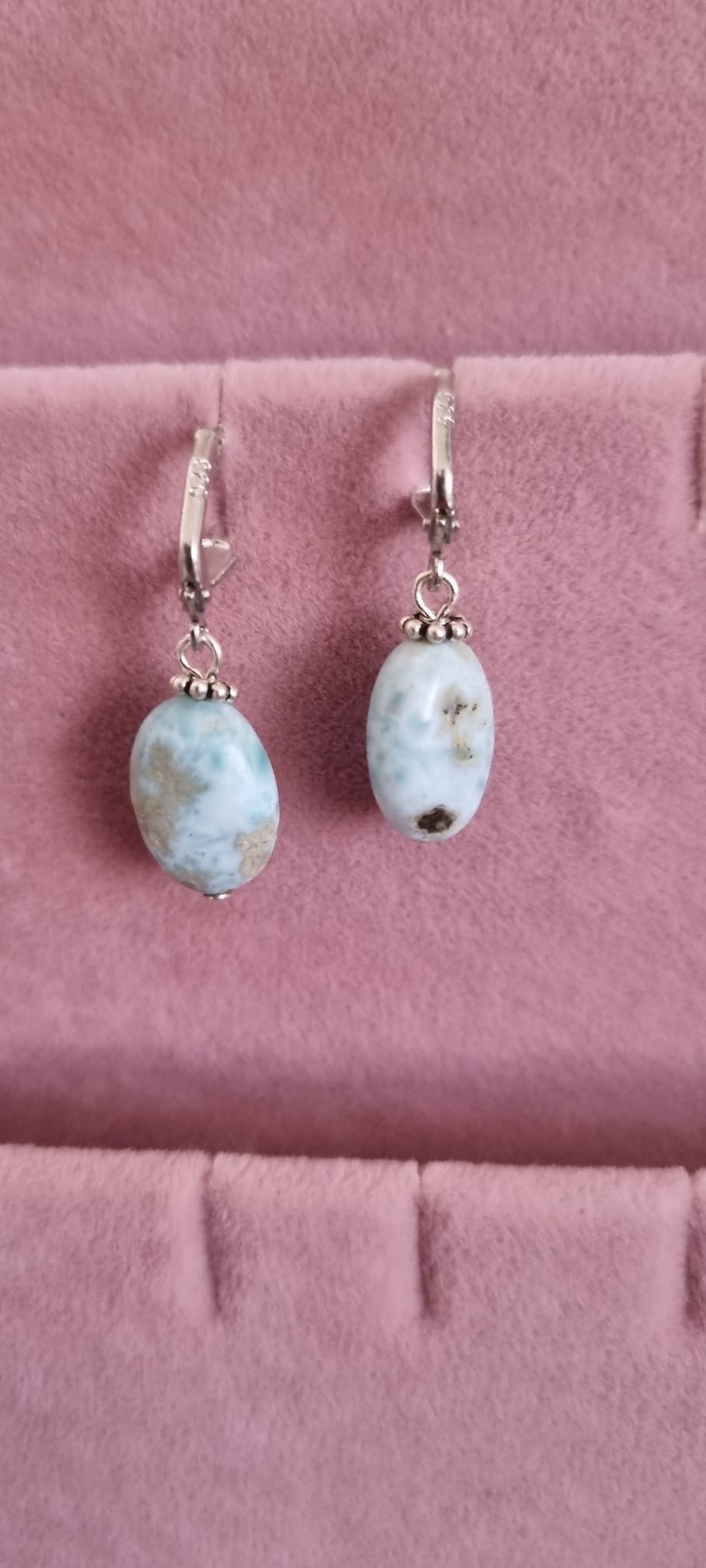 Larimar Doğaltaş Gümüş Küpe