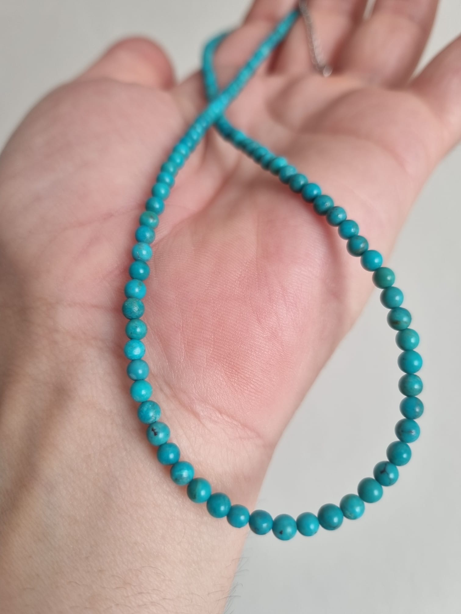 Doğal Turkuaz Taşı Kolye – 4 mm | 45 cm