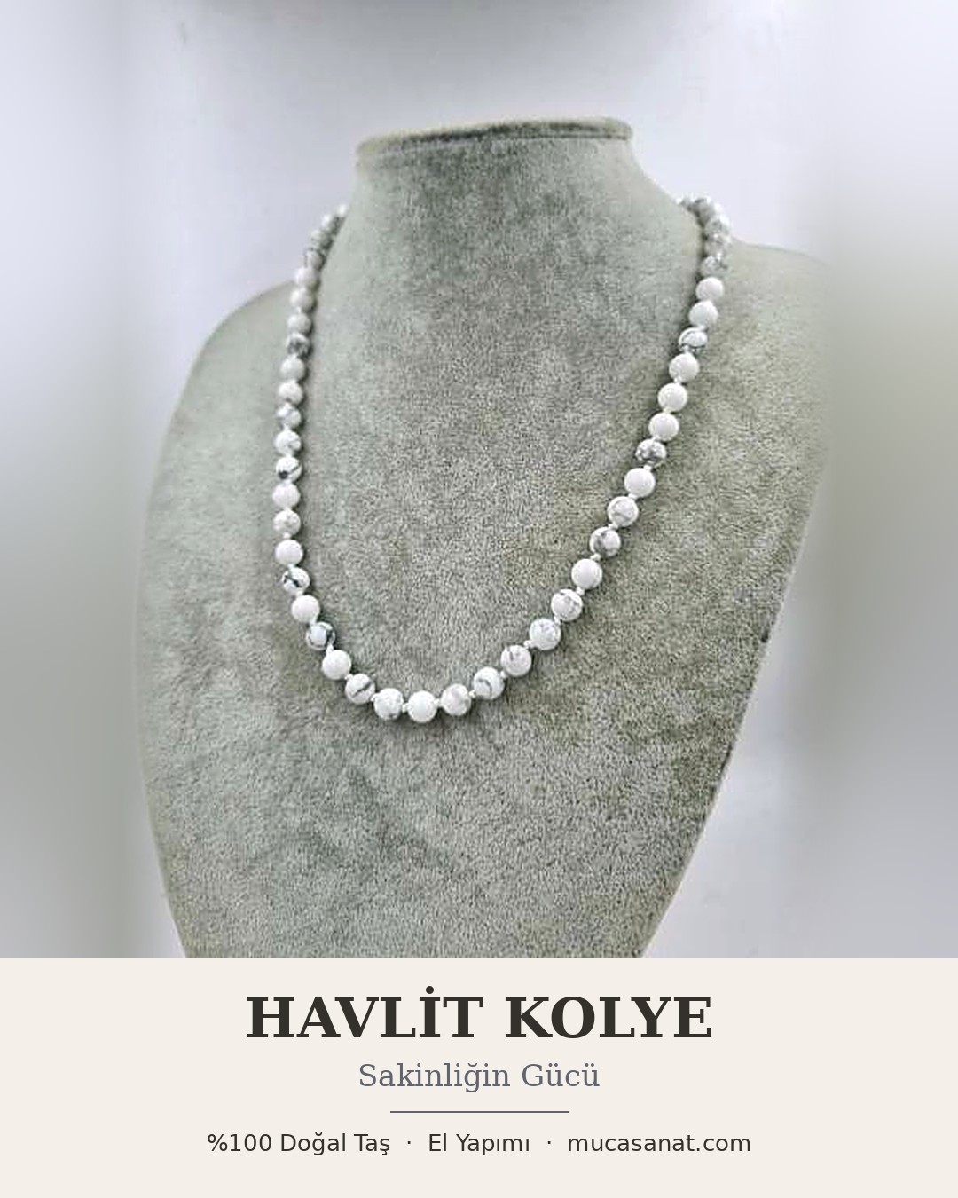 Havlit Doğaltaş Kolye 8mm/45cm