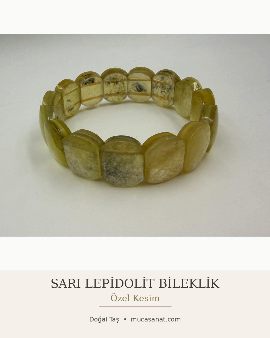 ÖZEL KESİM SARI LEPİDOLİT DOĞAL TAŞ BİLEKLİK