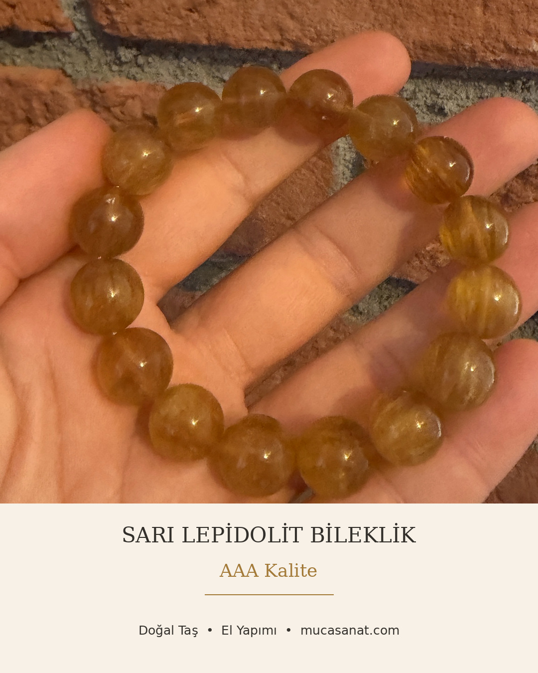 SARI LEPİDOLİT AAA KALİTE DOĞAL TAŞ BİLEKLİK