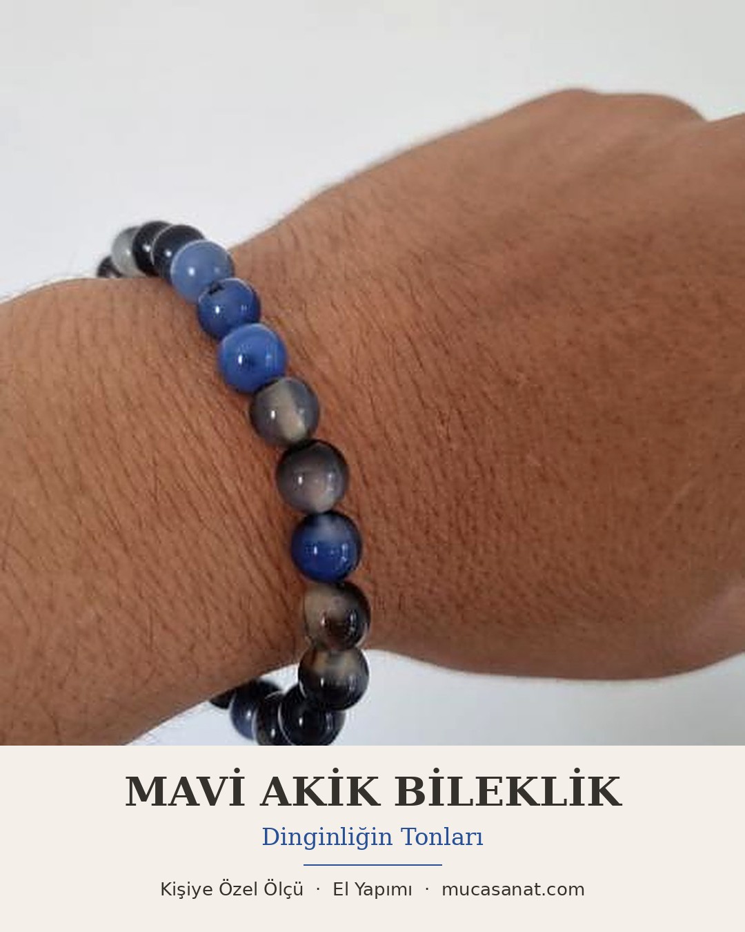 Mavi Akik 8mm Doğaltaş Bileklik