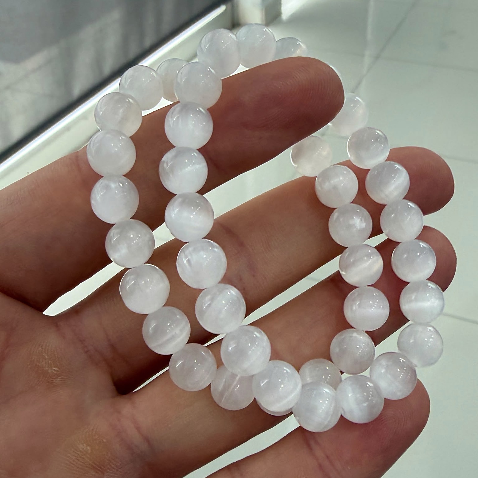 Selenit 8mm Doğaltaş Bileklik