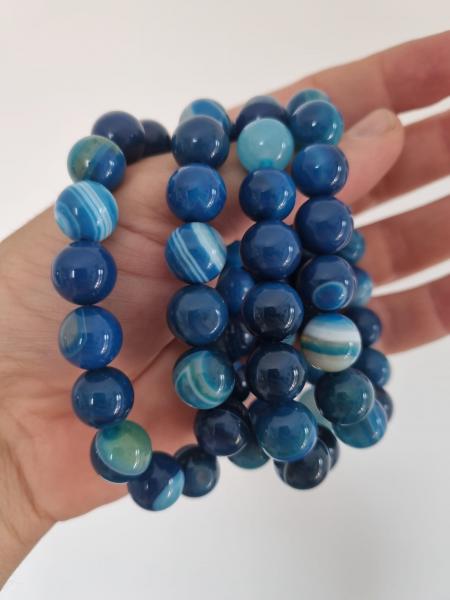 Mavi Akik 12mm Doğaltaş Bileklik