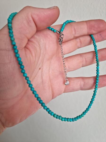 Doğal Turkuaz Taşı Kolye – 4 mm | 45 cm