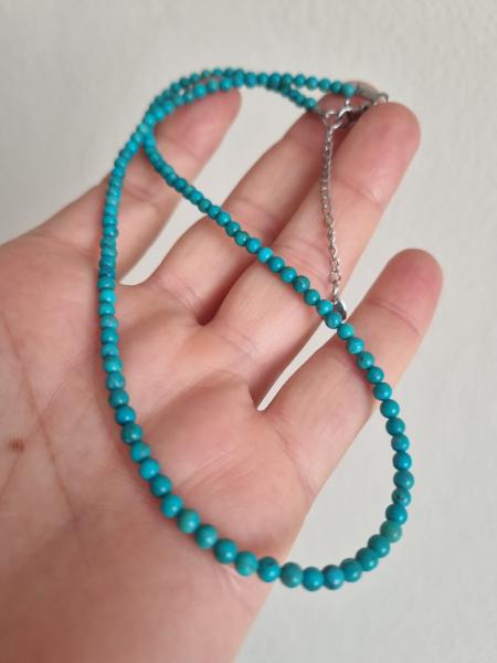 Doğal Turkuaz Taşı Kolye – 4 mm | 45 cm