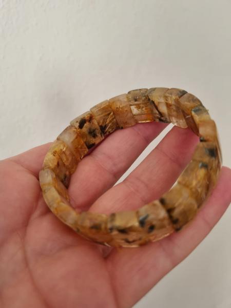 Golden Healer Taşı Bileklik – Özel Kesim Fosillli