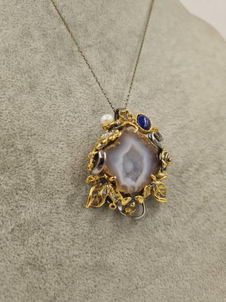 Melek Gözü Özel Seri Antik Gümüş Kuvars Safir İnci