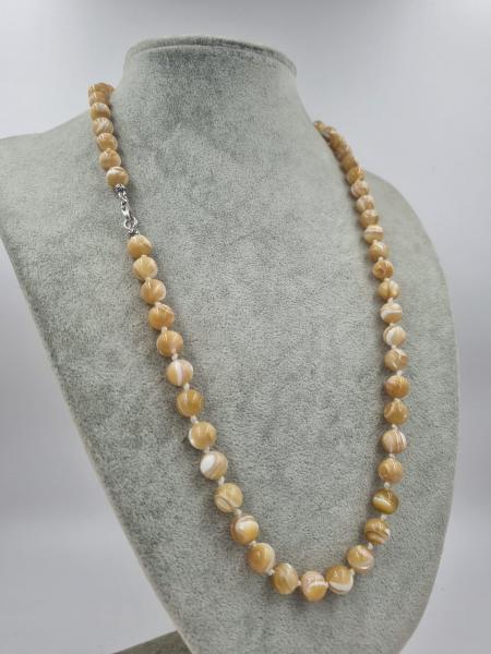 Sedef 8mm /55cm Doğaltaş Kolye Gümüş