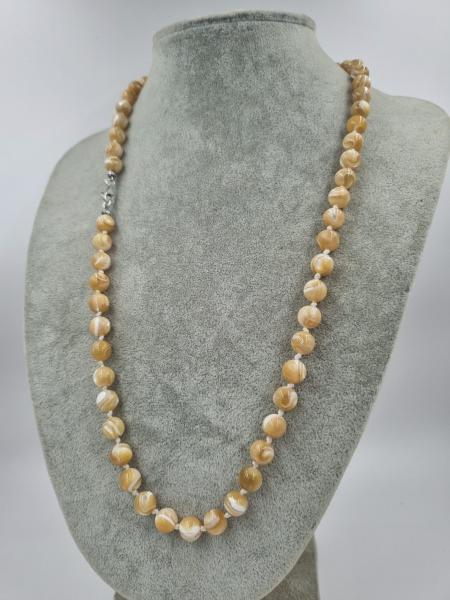 Sedef 8mm /55cm Doğaltaş Kolye Gümüş