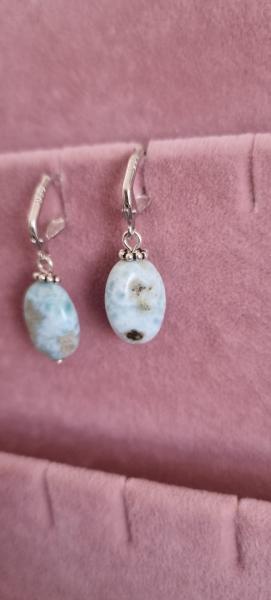 Larimar Doğaltaş Gümüş Küpe