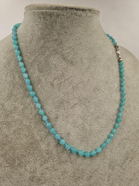 Amazonit 6mm/45cm Gümüş