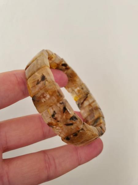 Golden Healer Taşı Bileklik – Özel Kesim Fosillli