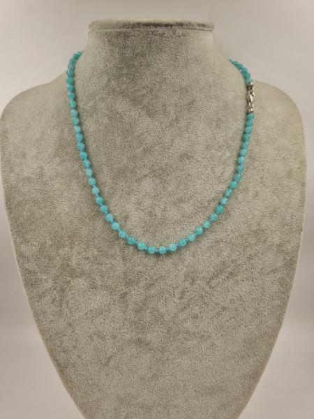 Amazonit 6mm/45cm Gümüş