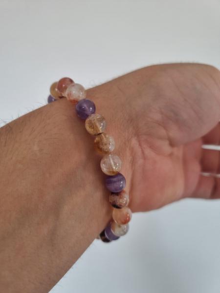 Fosilli Sitrin ve Ametist Doğaltaş Bileklik