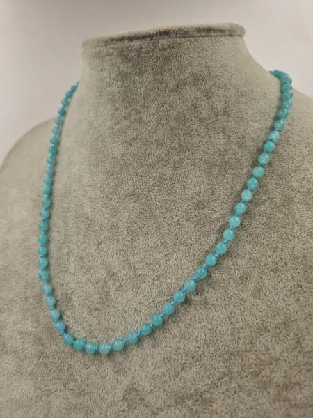 Amazonit 6mm/45cm Gümüş