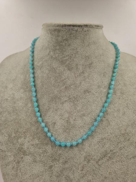 Amazonit 6mm/45cm Gümüş