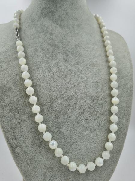 Beyaz Sedef 55cm Gümüş Kolye Arınma