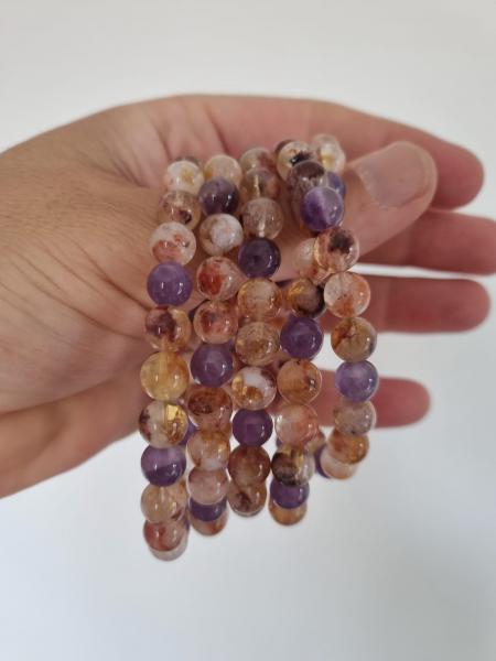 Fosilli Sitrin ve Ametist Doğaltaş Bileklik