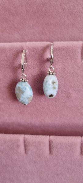Larimar Doğaltaş Gümüş Küpe