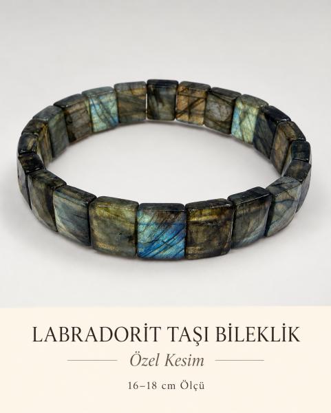 ÖZEL KESİM DOĞAL LABRADORİT BİLEKLİK – 16–18 CM