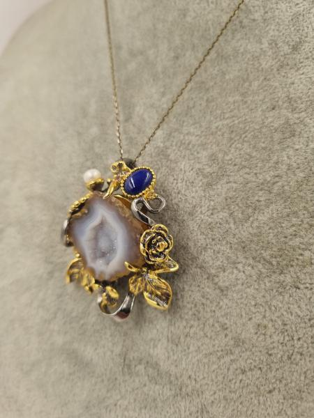 Melek Gözü Özel Seri Antik Gümüş Kuvars Safir İnci